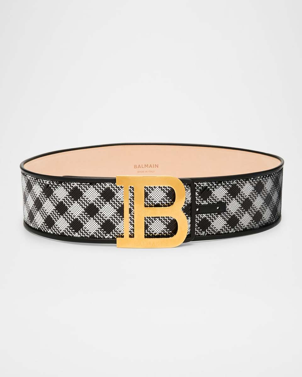 B-Logo Satin Sequin Wide Belt
